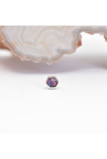 BVLA 3mm Honeycomb with 2mm Synthetic Black Opal Cabochon in 14k White Gold Threadless Ends