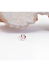 BVLA 3mm Honeycomb with 2mm Rose Cut, Sandblasted Rose Quartz in 14k White Gold Threadless Ends