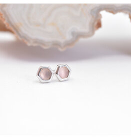 BVLA 3mm Honeycomb Rose Quartz White Gold Threadless Ends