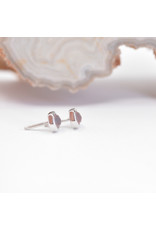BVLA 3mm Honeycomb with 2mm Rose Cut, Sandblasted Rose Quartz in 14k White Gold Threadless Ends