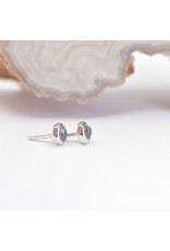 BVLA 3mm Honeycomb with 2mm Rose Cut Lavender Chalcedony in 14k White Gold Threadless Ends