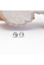 BVLA 3mm Honeycomb with 2mm Rose Cut Lavender Chalcedony in 14k White Gold Threadless Ends