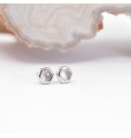 BVLA 3mm Honeycomb Lavender Chalcedony White Gold Threadless Ends
