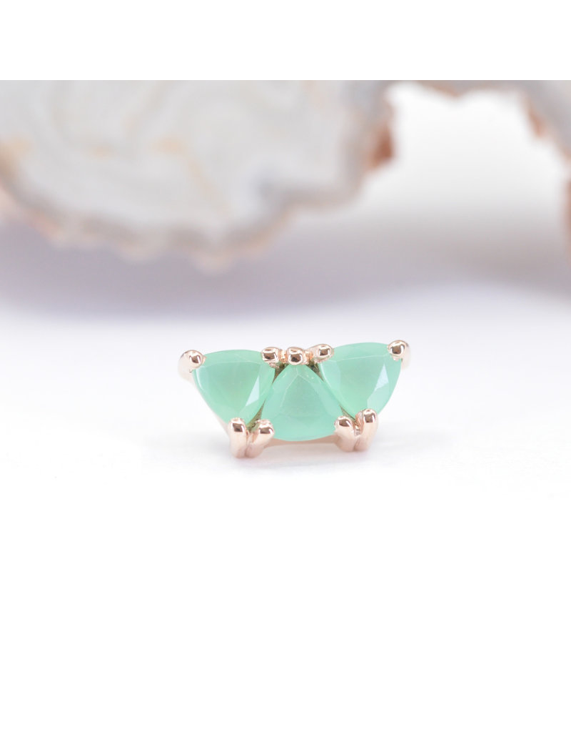 BVLA Irisa 3 16g Threaded End 14k Rose Gold Faceted Chrysoprase