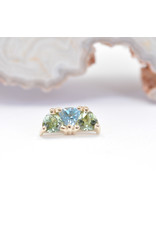 BVLA Irisa 3 with Seafoam Tourmaline and Swiss Blue Topaz in 14k Yellow Gold 16g Threaded End by BVLA!