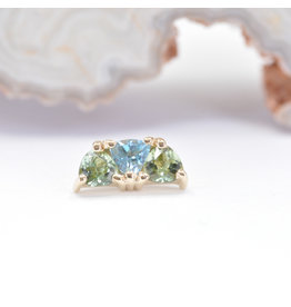 BVLA Irisa Seafoam Tourmaline & Swiss Topaz Yellow Gold 16g Threaded End