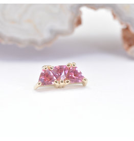 BVLA Irisa Pink Tourmaline Yellow Gold 16g Threaded End