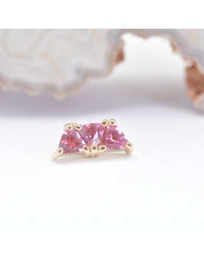 BVLA Irisa 3 with Pink Tourmaline in 14k Yellow Gold 16g Threaded End by BVLA!