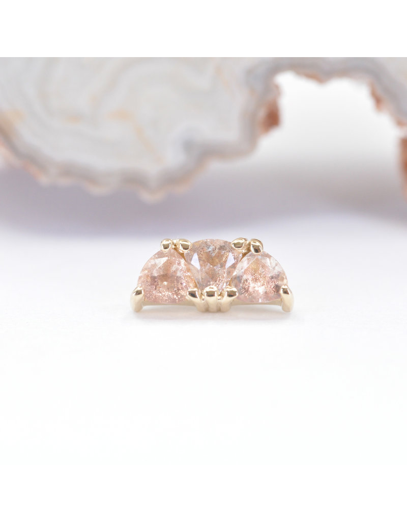 BVLA Irisa 3 with Faceted Oregon Sunstone in 14k Yellow Gold 16g Threaded End by BVLA!