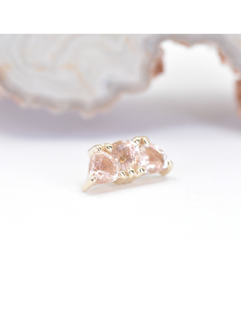 BVLA Irisa 3 with Faceted Oregon Sunstone in 14k Yellow Gold 16g Threaded End by BVLA!