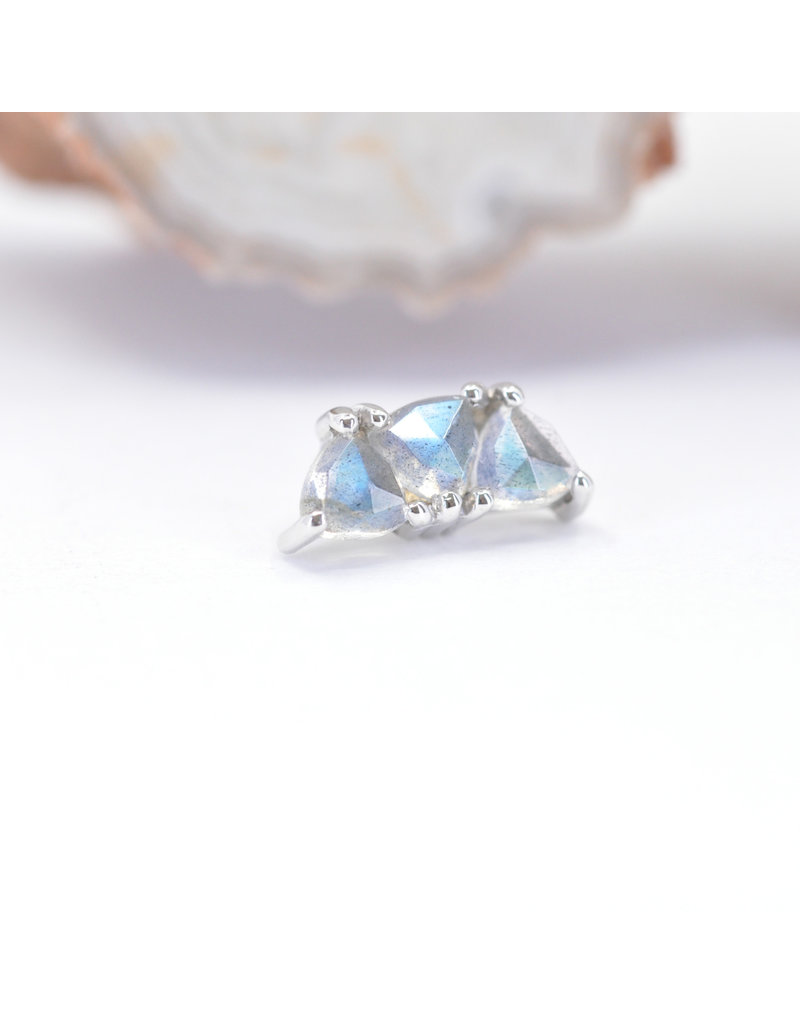 BVLA Irisa 3 with Rose Cut Labradorite in 14k White Gold 16g Threaded End by BVLA!