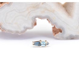 BVLA Kappa Aquamarine, Swiss Blue Topaz & London Blue Topaz Yellow Gold 16g Threaded End