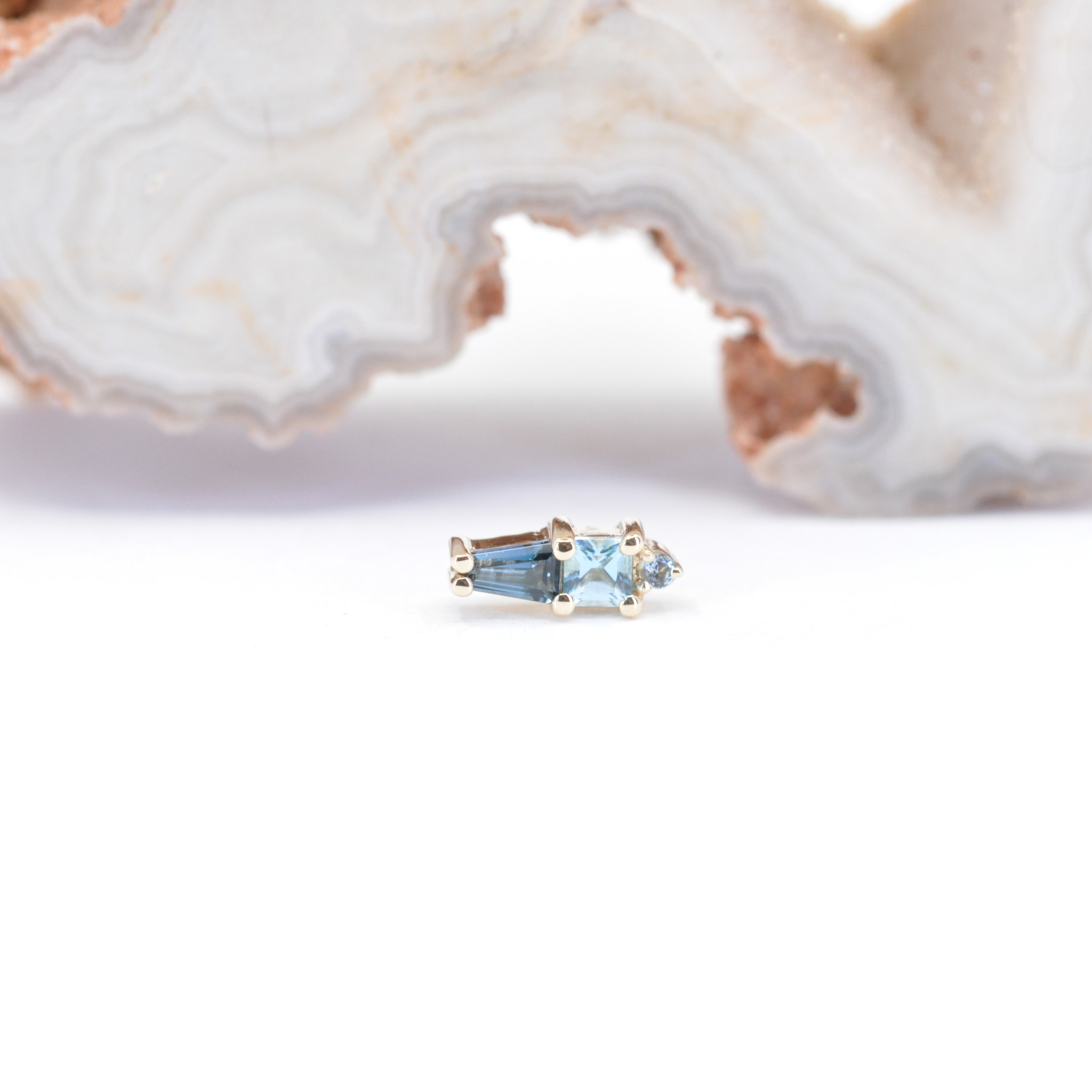 トパーズ　16g Kappa 16g Threaded End Aquamarine, Swiss Blue Topaz, London Blue