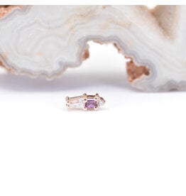 BVLA Kappa CZ & Rhodolite Rose Gold 16g Threaded End