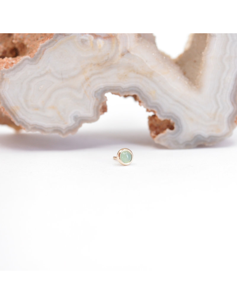 BVLA 2mm Cup with Chrysoprase Cabochon in 14k Yellow Gold Threadless Ends