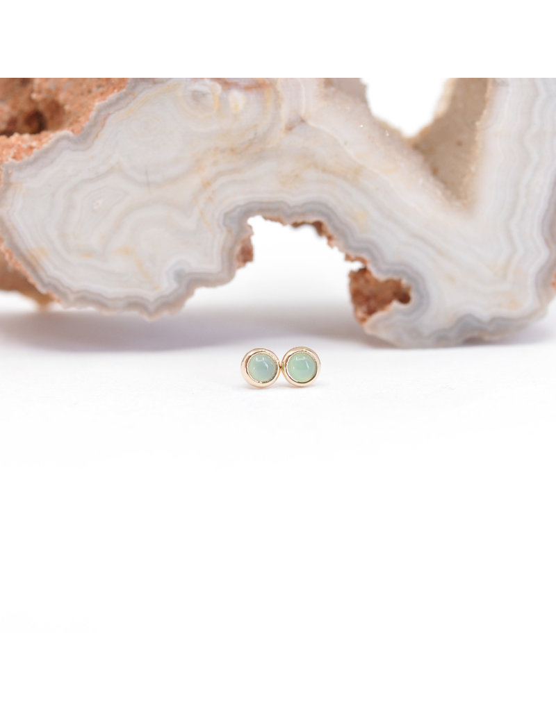 BVLA 2mm Cup with Chrysoprase Cabochon in 14k Yellow Gold Threadless Ends