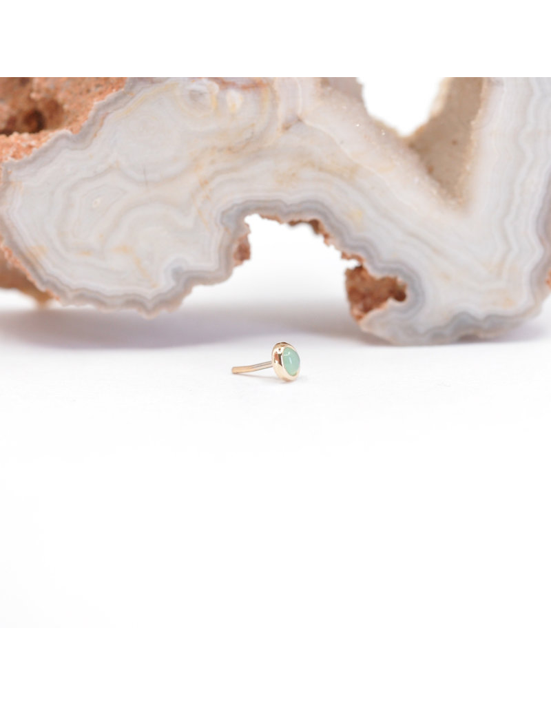 BVLA 2mm Cup with Chrysoprase Cabochon in 14k Yellow Gold Threadless Ends