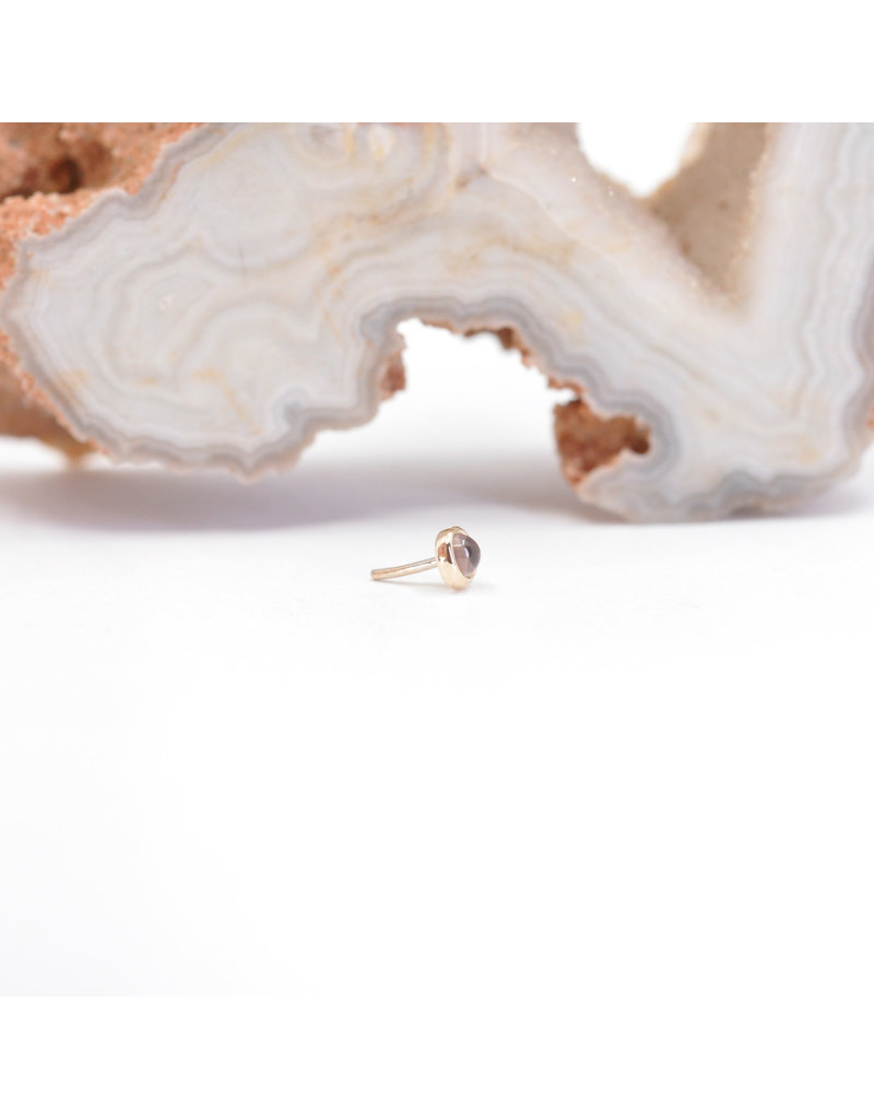 BVLA 2mm Cup with Rose Quartz Cabochon in 14k Yellow Gold Threadless Ends