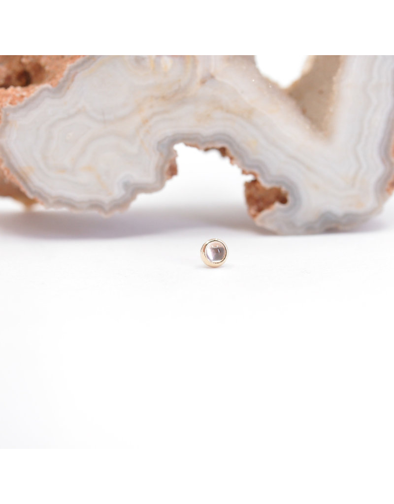 BVLA 2mm Cup with Rose Quartz Cabochon in 14k Yellow Gold Threadless Ends