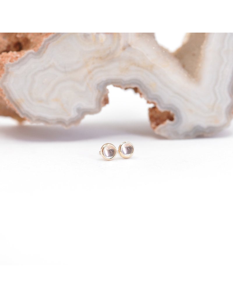 BVLA 2mm Cup with Rose Quartz Cabochon in 14k Yellow Gold Threadless Ends