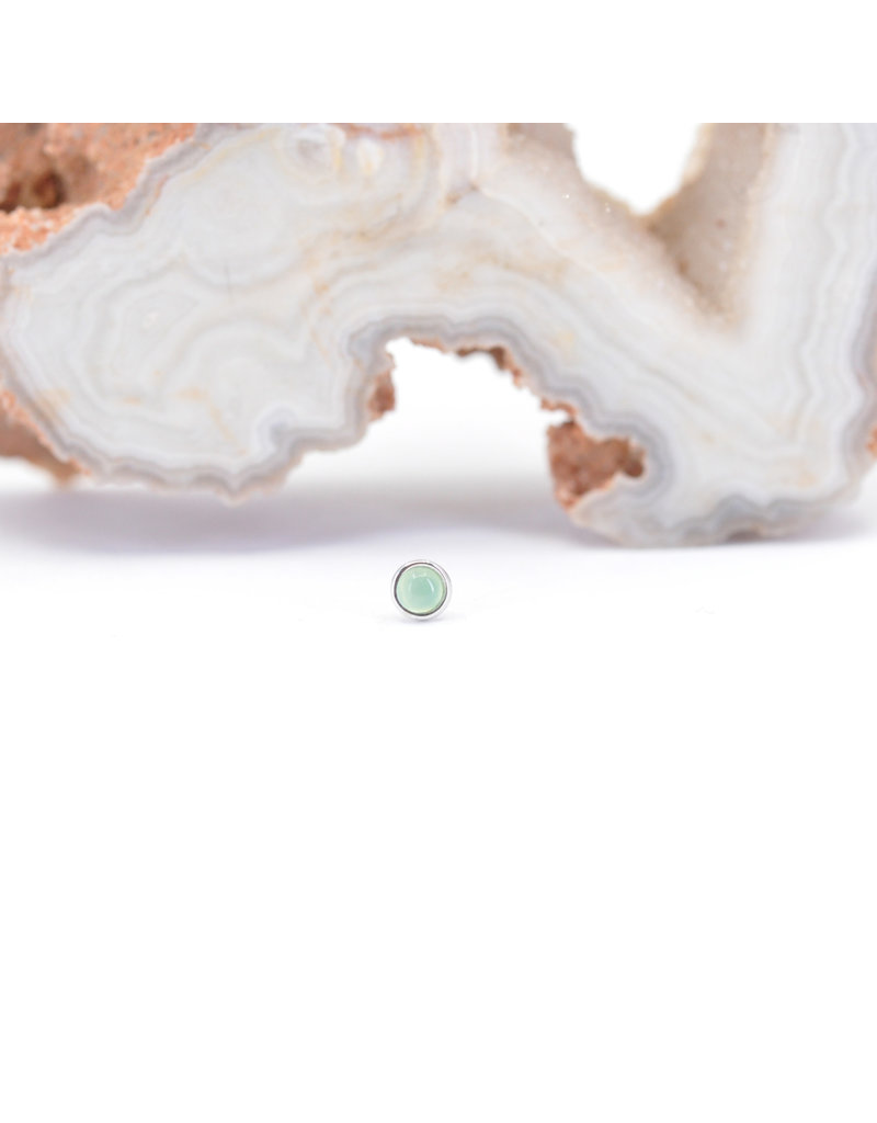BVLA 2mm Cup with Chrysoprase Cabochon in 14k White Gold Threadless Ends