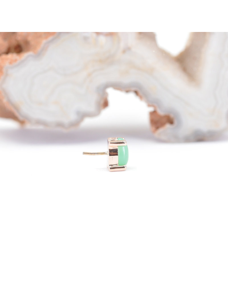 BVLA 5x3mm Pear Prong with Chrysoprase Cabochon in 14k Rose Gold Threadless Ends by BVLA!