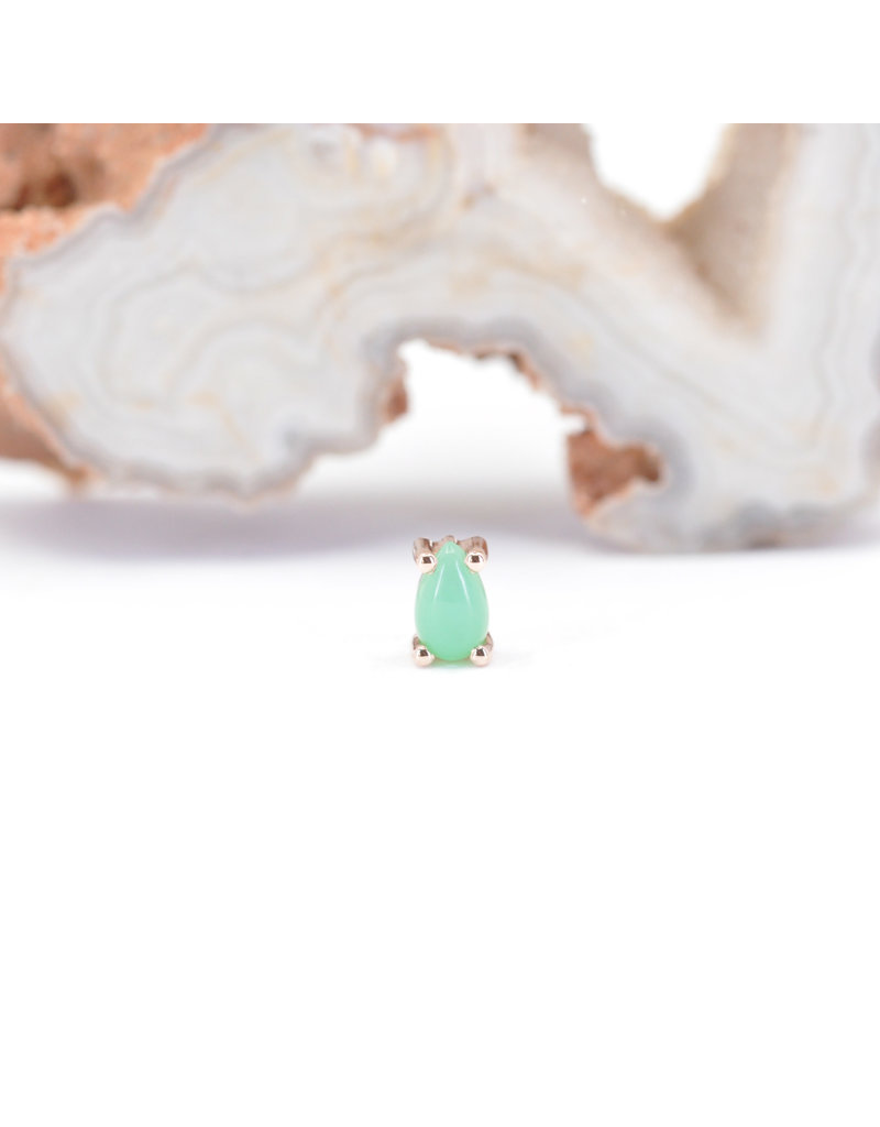 BVLA 5x3mm Pear Prong with Chrysoprase Cabochon in 14k Rose Gold Threadless Ends by BVLA!
