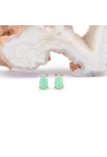 BVLA 5x3mm Pear Prong with Chrysoprase Cabochon in 14k Rose Gold Threadless Ends by BVLA!