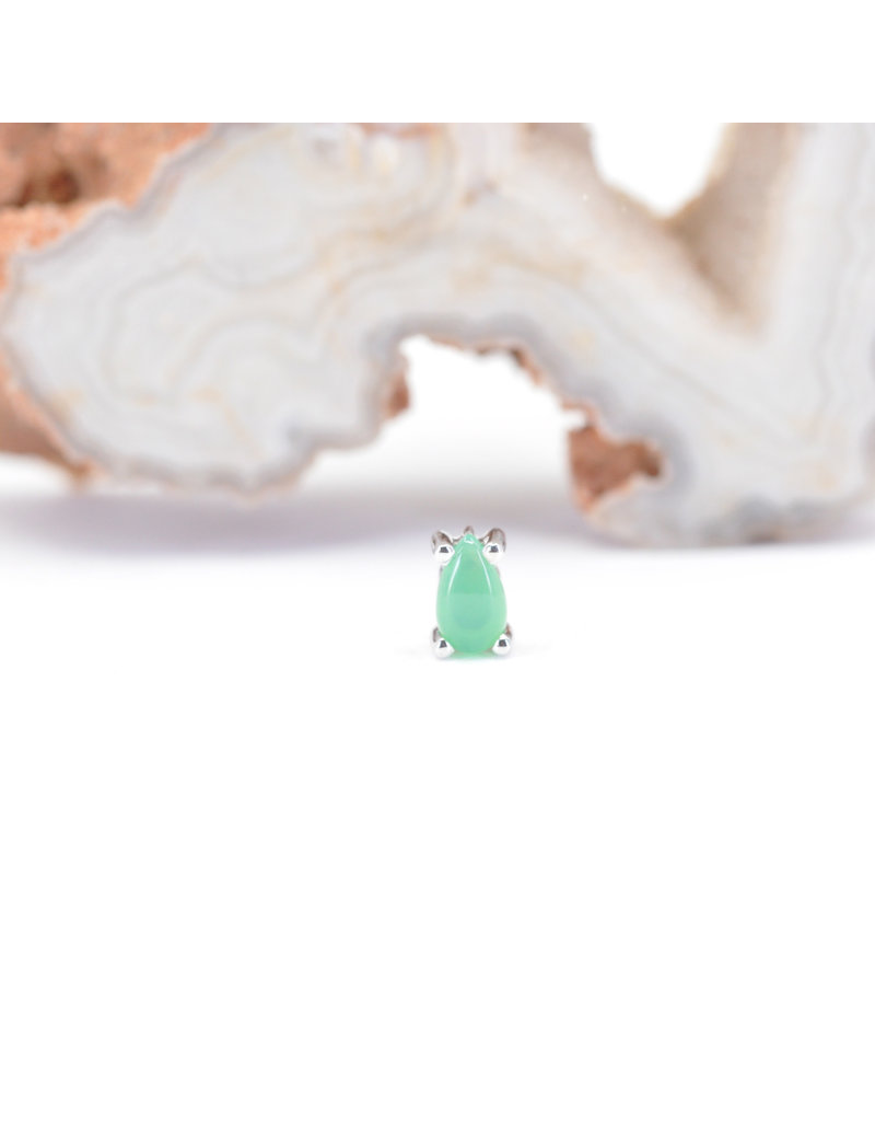 BVLA 5x3mm Pear Prong with Chrysoprase Cabochon in 14k White Gold Threadless Ends by BVLA!