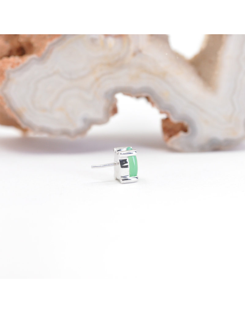 BVLA 5x3mm Pear Prong with Chrysoprase Cabochon in 14k White Gold Threadless Ends by BVLA!