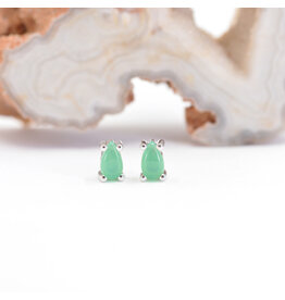 BVLA Pear Prong Chrysoprase White Gold Threadless Ends