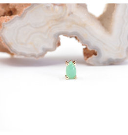 BVLA Pear Cab 4 Prong Threadless End 14k Yellow Gold 5x3 Chrysoprase