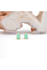 BVLA Pear Cab 4 Prong Threadless End 14k Yellow Gold 5x3 Chrysoprase