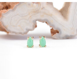 BVLA Pear Prong Chrysoprase Yellow Gold Threadless Ends