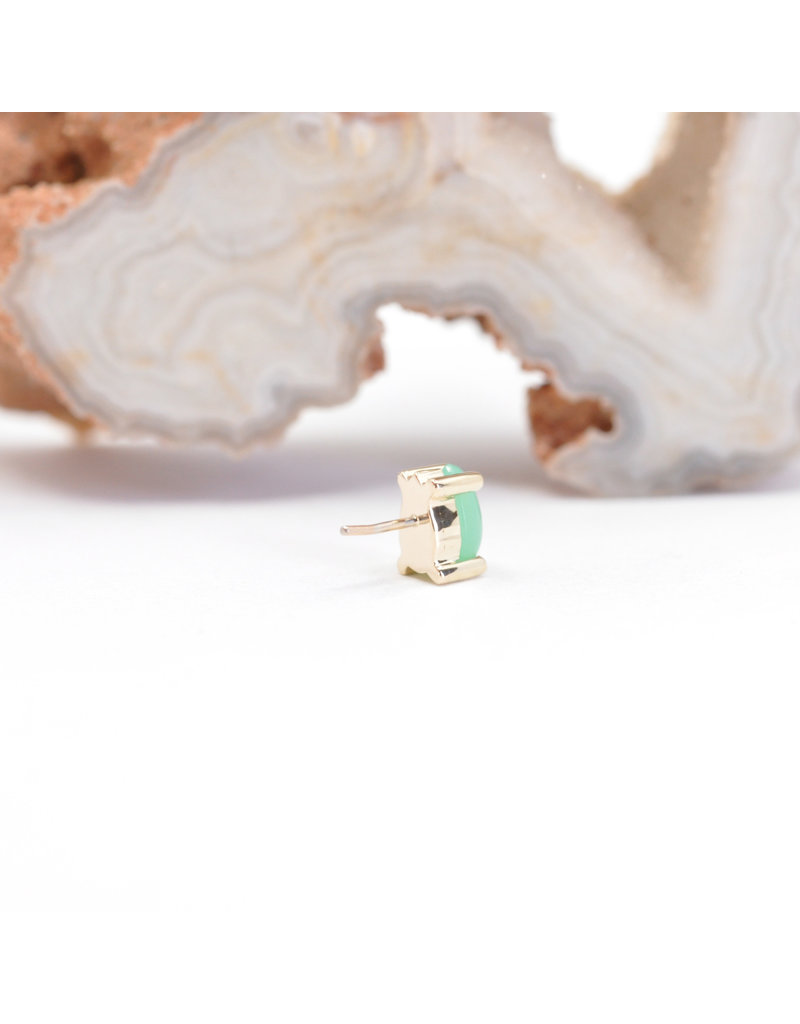 BVLA 5x3mm Pear Prong with Chrysoprase Cabochon in 14k Yellow Gold Threadless Ends by BVLA!