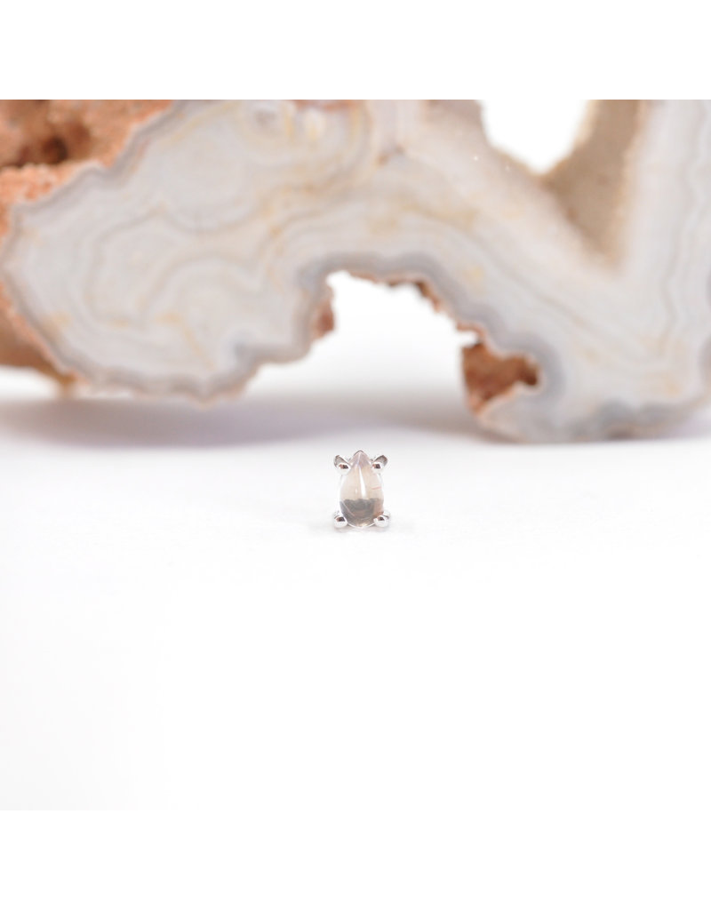 BVLA 4x2.5mm Pear Prong with Rose Quartz Cabochon in 14k White Gold Threadless Ends by BVLA!