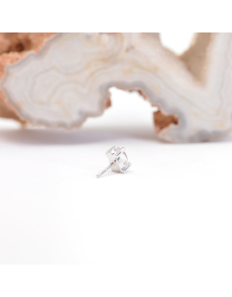 BVLA 4x2.5mm Pear Prong with Rose Quartz Cabochon in 14k White Gold Threadless Ends by BVLA!