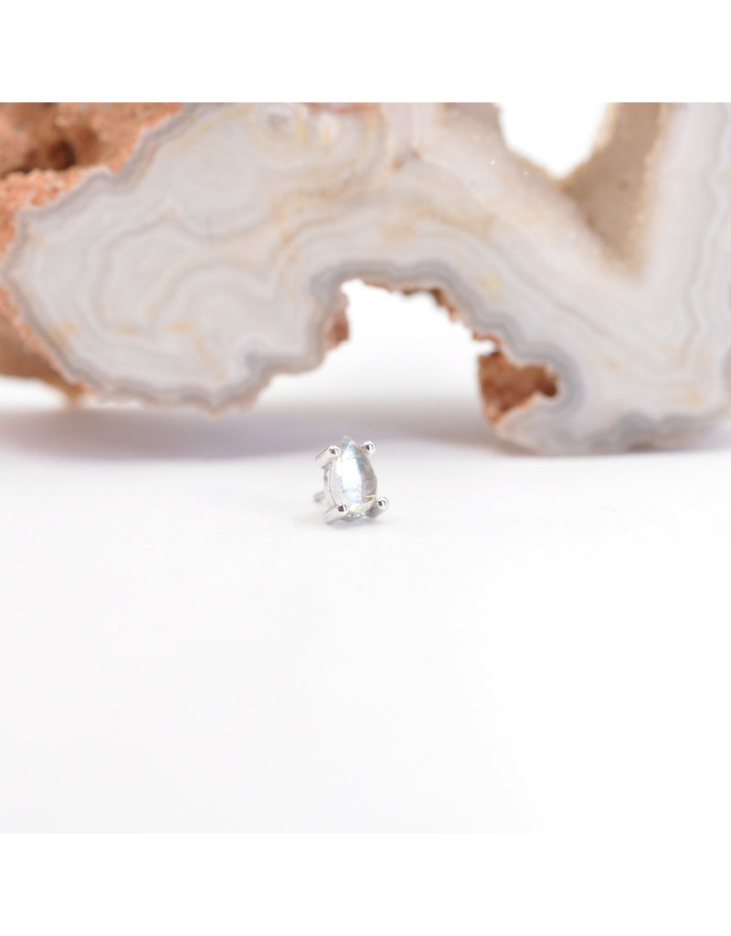 BVLA 4x2.5mm Pear Prong with Rose Cut Labradorite in 14k White Gold Threadless Ends by BVLA!