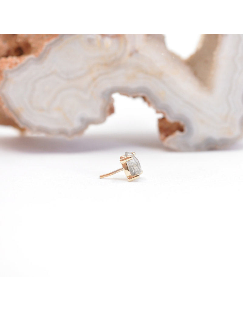 BVLA 4x2.5mm Pear Prong with Rose Cut Labradorite in 14k Yellow Gold Threadless Ends by BVLA!