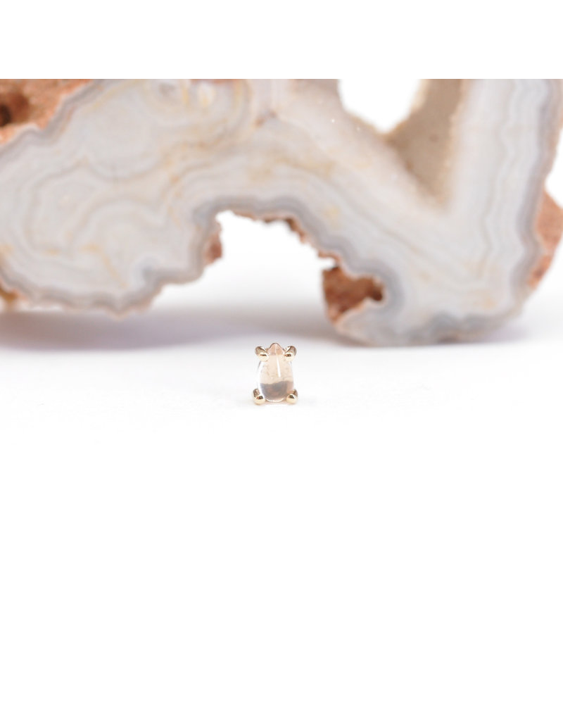 BVLA 4x2.5mm Pear Prong with Rose Quartz Cabochon in 14k Yellow Gold Threadless End by BVLA!