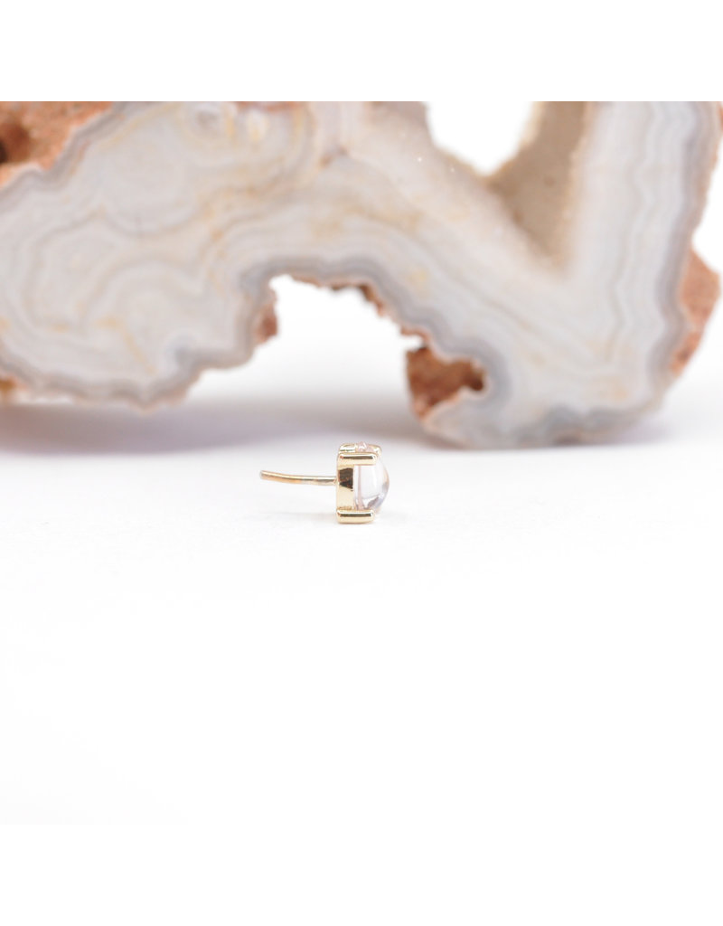 BVLA 4x2.5mm Pear Prong with Rose Quartz Cabochon in 14k Yellow Gold Threadless End by BVLA!