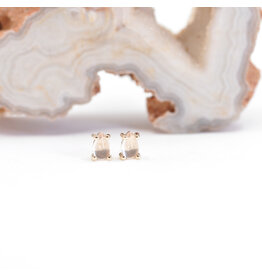 BVLA Pear Prong Rose Quartz Yellow Gold Threadless Ends