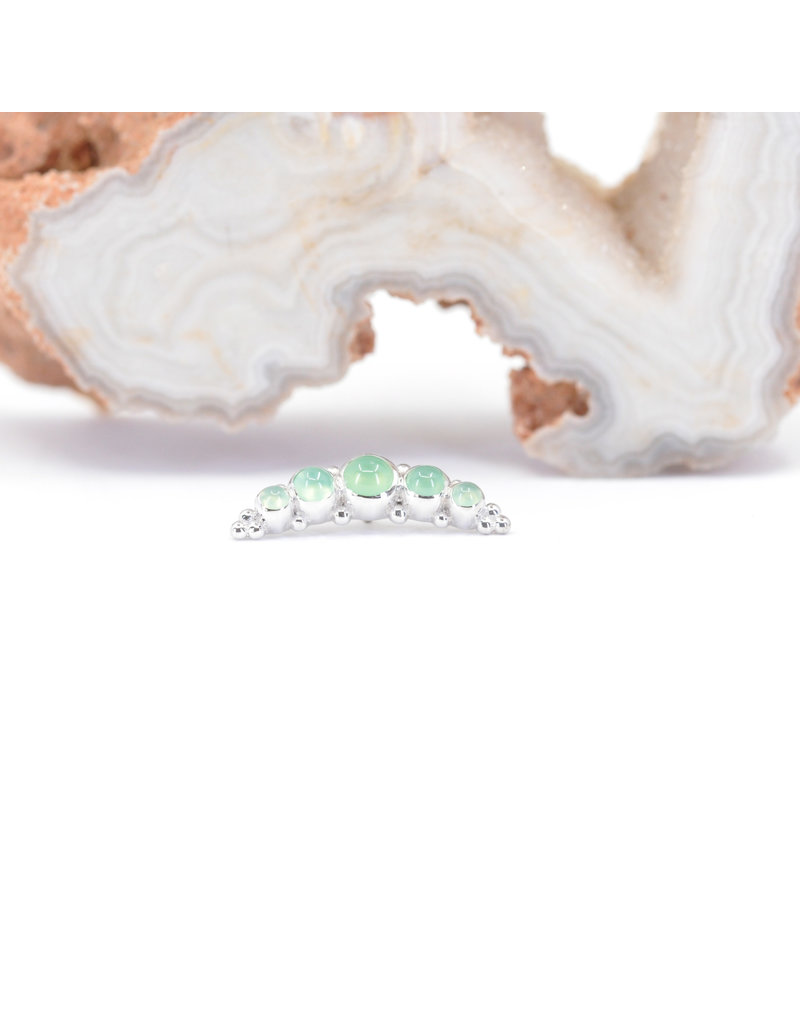 BVLA 5 Gem Graduating Panaraya with Chrysoprase Cabochon in 14k White Gold 16g Threaded End by BVLA!