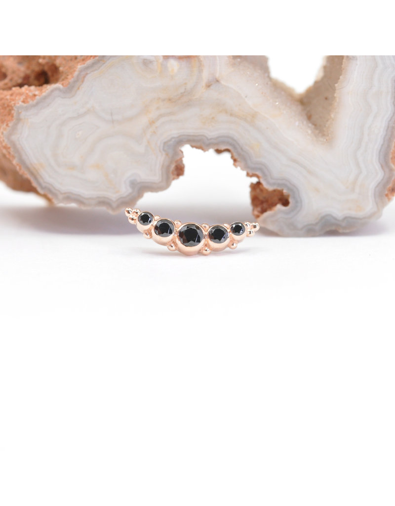 BVLA 5 Gem Graduating Panaraya with Black CZ in 14k Rose Gold 16g Threaded End by BVLA!