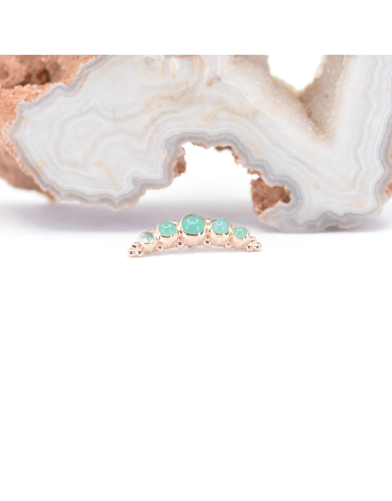 BVLA 5 Gem Graduating Panaraya with Chrysoprase in 14k Rose Gold 16g Threaded End by BVLA!