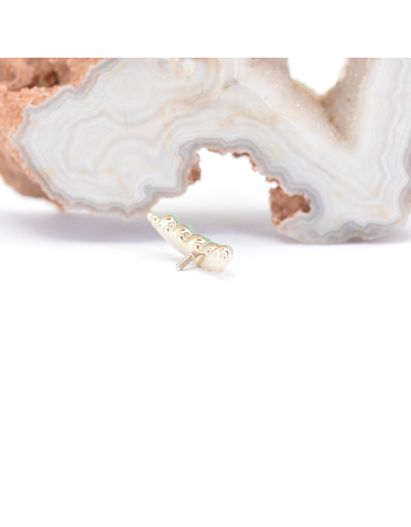 BVLA 5 Gem Graduating Panaraya with Chrysoprase Cabochon in 14k Yellow Gold 16g Threaded End by BVLA!