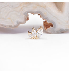 BVLA French Kiss right 16g Threaded End 14k Yellow Gold CZ