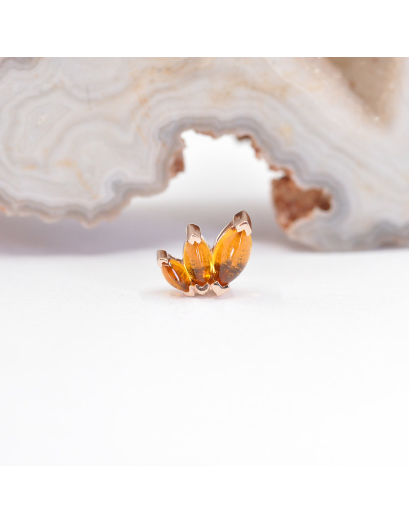 BVLA Right Facing French Kiss with Citrine Cabochon in 14k Yellow Gold 16g Threaded End by BVLA!