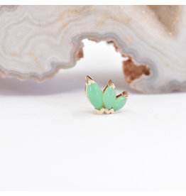 BVLA French Kiss left 16g Threaded End 14k Yellow Gold Chrysoprase