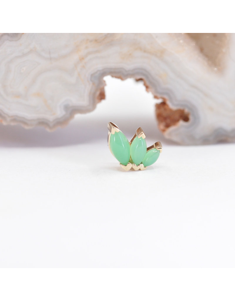 BVLA French Kiss left 16g Threaded End 14k Yellow Gold Chrysoprase